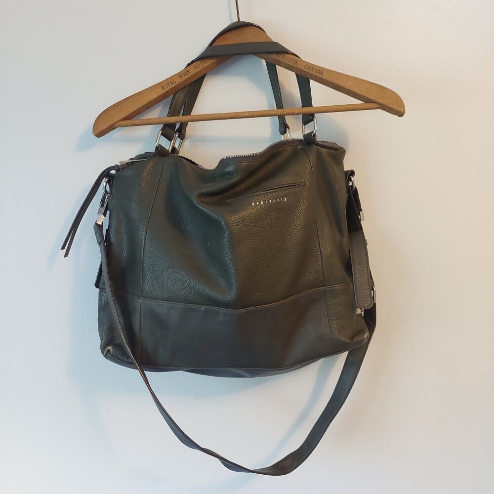 Green leather Sanctuary crossbody bag